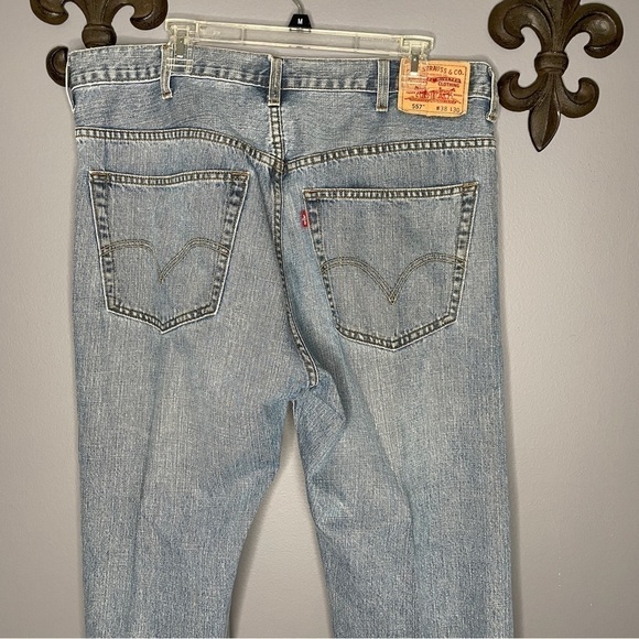 Levi’s 557 men’s 100% cotton relaxed boot cut fit blue jeans size 38 x 30 - Picture 8 of 9